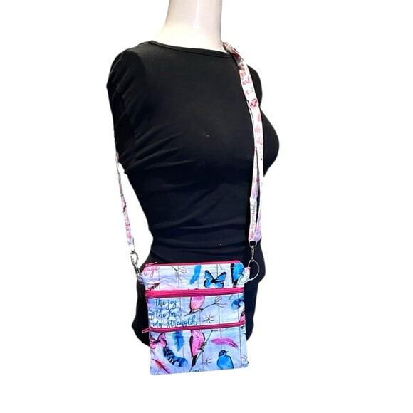 Crossbody bag purse butterflies birds feathers adjustable removable strap - Picture 13 of 15